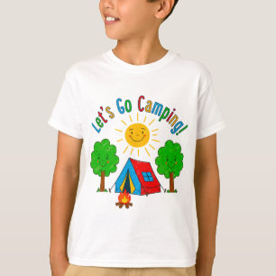 Lasst uns Camping-Kinder-Zeichnungsdesign T-Shirt