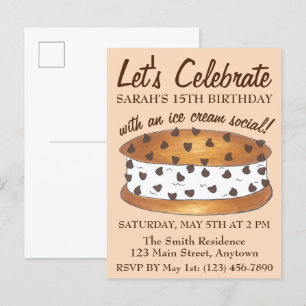 Lasst uns Chipwich Eiscreme-Social-Birthday feiern Einladungspostkarte