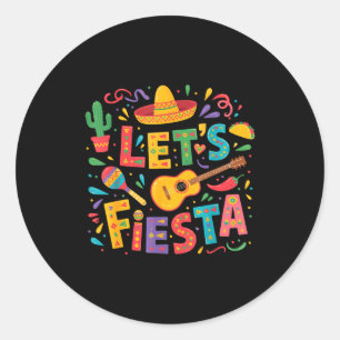 Lasst uns Cinco de Mayo Sombrero mexikanische Part Runder Aufkleber