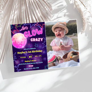 Lasst uns Crazy Neon farbenfrohe Geburtstagsparty  Einladung