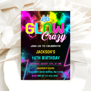 Lasst uns Crazy Neon farbenfrohe Geburtstagsparty  Einladung