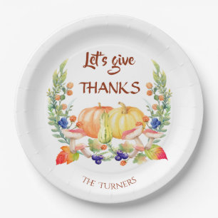 Lasst uns Danke Fall Wreath Pumpkin Erntedank gebe Pappteller