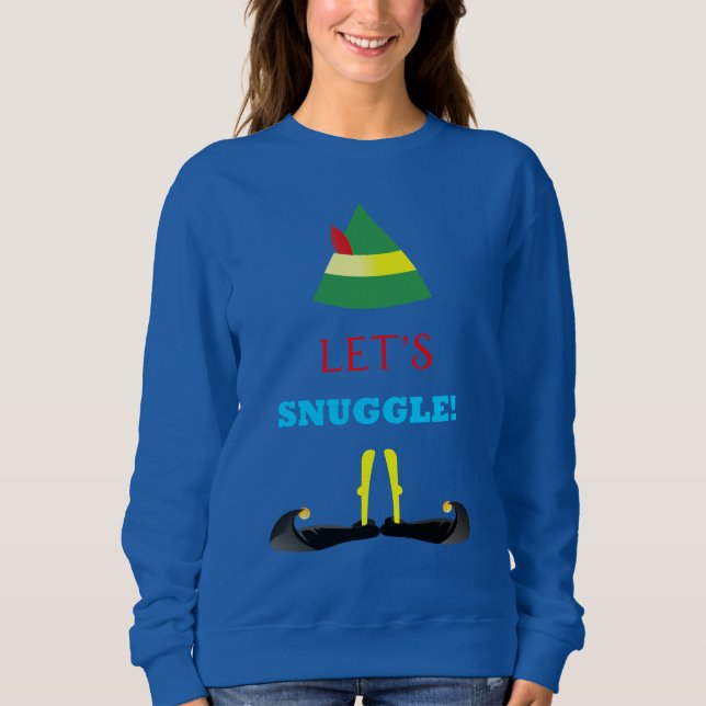 Lasst uns das blaue Sweatshirt der Frauen mit Elf  (Vorderseite)