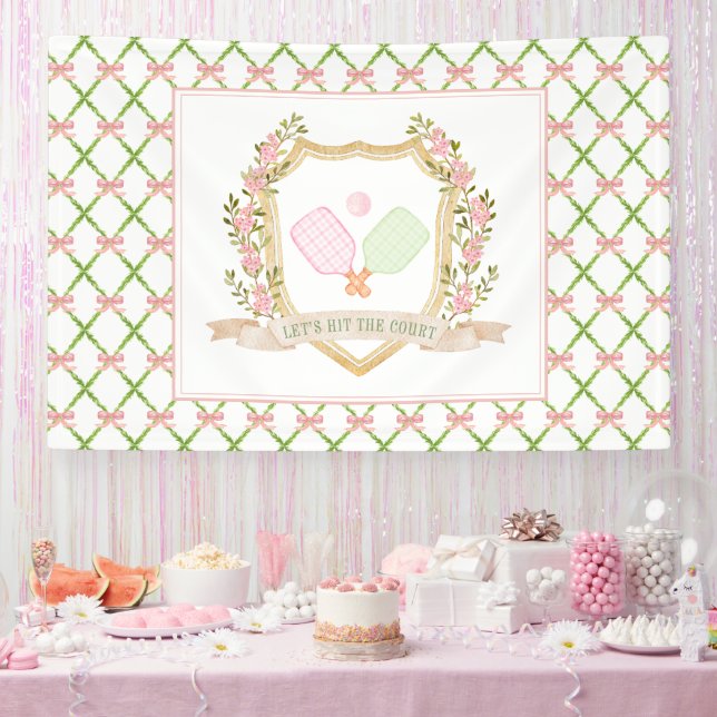 Lasst uns das Gericht treffen | Preppy Pink Pickal Banner (Party)