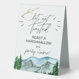 Lasst uns das Marshmallow-Schild "Toasted S" überr Tischaufsteller