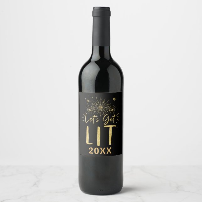 Lasst uns das Silvestertypografie-Silvester-Party  Weinetikett (Vorderseite)