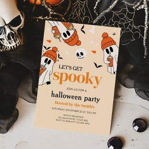 Lasst uns das Spooky Pumpkin Ghost-Halloween-Party Einladung