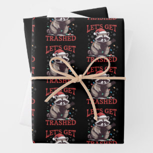 Lasst uns das Weihnachtswaschbär-Wildes-Meme zerle Geschenkpapier Set