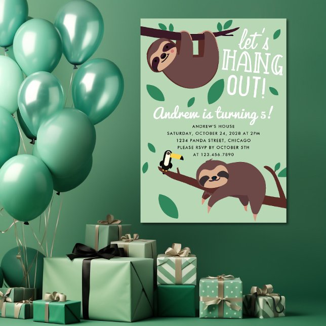 Lasst uns den Niedlichen Sloth-Kindergeburtstag au Einladung (Von Creator hochgeladen)