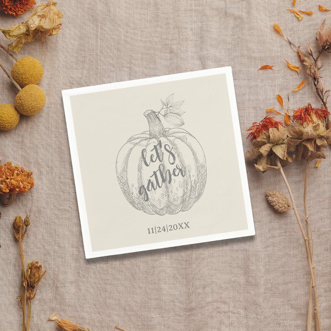 Lasst uns den rustikalen Pumpkin-Erntedank Napkin  Serviette (Let's Gather Rustic Pumpkin Thanksgiving Napkin)