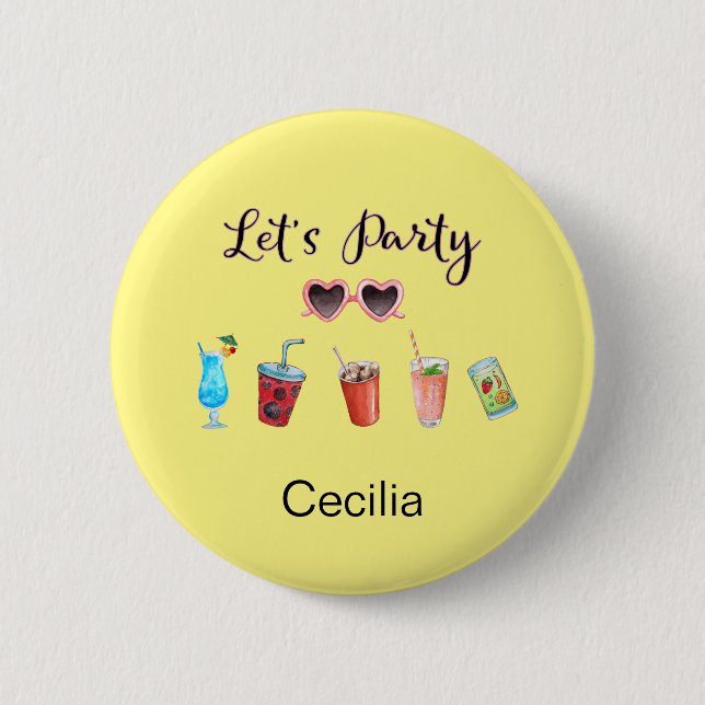 Lasst uns den Sommer Personalisiert mit Namen Part Button (Vorderseite)