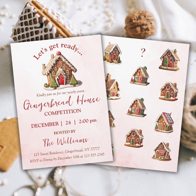 Lasst uns den Wettbewerb "Ready Gingerbread House" Einladung (Are you hosting a Gingerbread House Competition this year? Don't wait; grab this invitation now!)