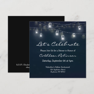 Lasst uns die Dinner Mason Jar Lichter feiern Einladung