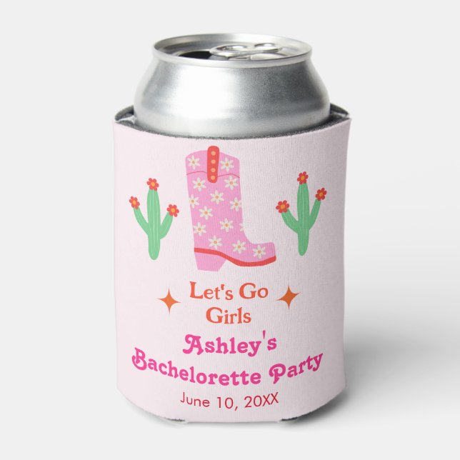 Lasst uns die Girls Pink Cowgirl Junggeselinnen-Ab Dosenkühler (Kanne Vorderseite)