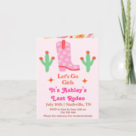 Lasst uns die Girls Pink Cowgirl Junggeselinnen-Ab Einladung