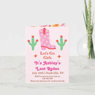 Lasst uns die Girls Pink Cowgirl Junggeselinnen-Ab Einladung