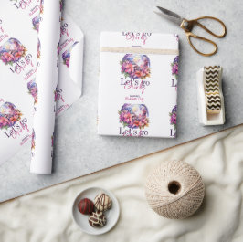 Lasst uns die Girls Pink gehen Letzte Disco-Jungge Geschenkpapier