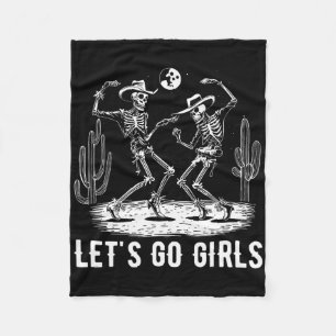 Lasst uns die Girls Wüste Western Skeleton tanzen Fleecedecke