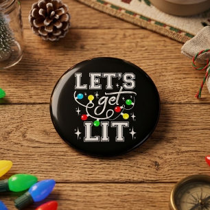 Lasst uns die lustige Weihnachtsfeier beleuchten - Button