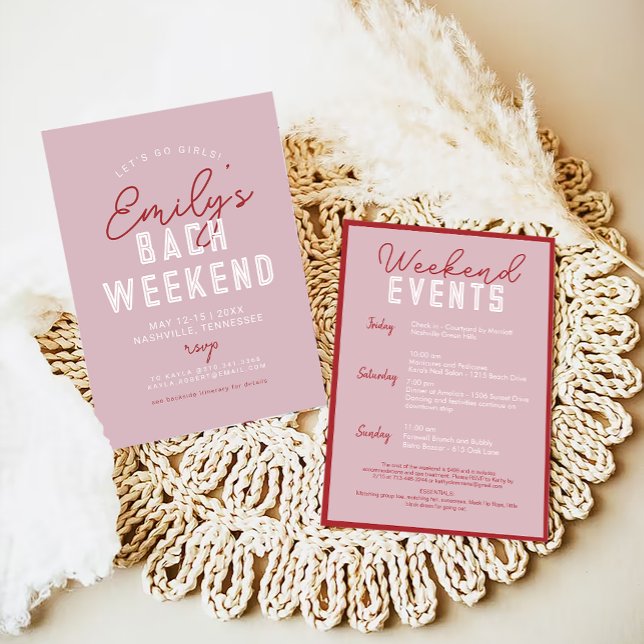 Lasst uns die Mädchen gehen Moderne Rosa und Rote  Einladung (Von Creator hochgeladen)