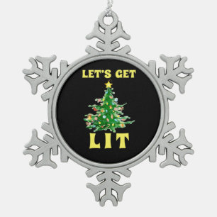 Lasst uns die sonnige Weihnachtszeit trinken Class Schneeflocken Zinn-Ornament