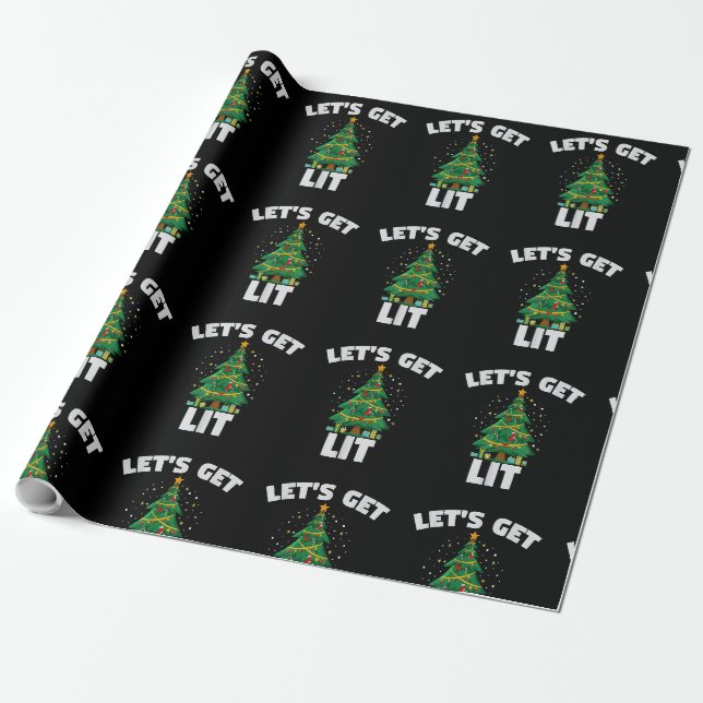 Lasst uns die sonnigen Weihnachtsbaumleuchten für  Geschenkpapier (Ungerollt)