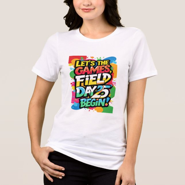 Lasst uns die Spiele anfangen Shirt, Retro Field D Tri-Blend Shirt (Vorderseite)