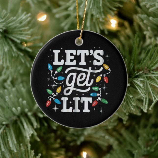 Lasst uns die Weihnachtsbeleuchtung in der Weihnac Keramik Ornament (Baum)