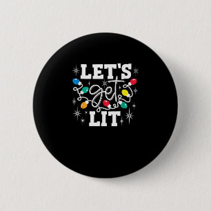 Lasst uns die Weihnachtslichter im sonnigen Retro Button