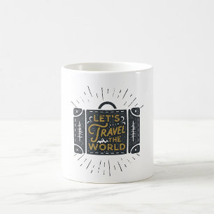 Lasst uns die Welt erkunden Koffer Abenteuer Kaffeetasse