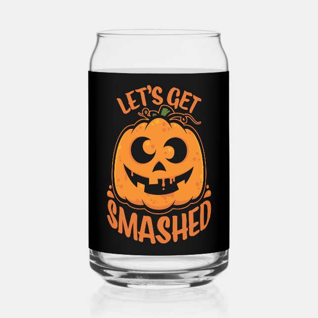 Lasst uns ein gestricktes Tipsy Halloween Jack-O’- Dosenglas (Vorderseite)