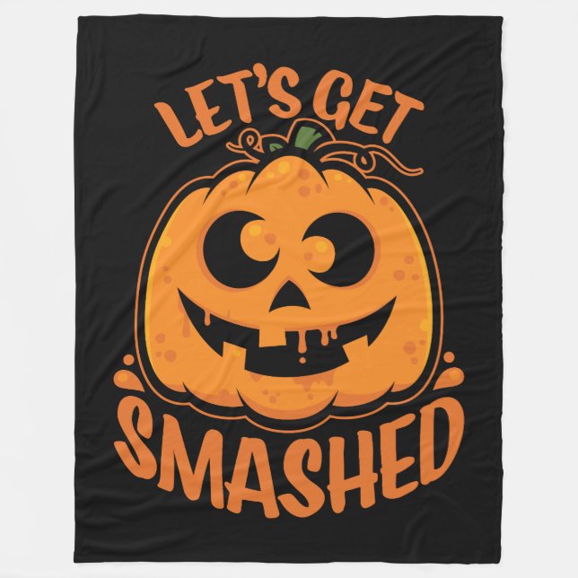 Lasst uns ein gestricktes Tipsy Halloween Jack-O’- Fleecedecke (Vorderseite)