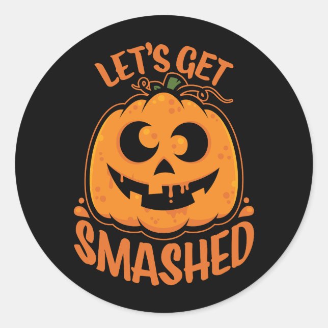 Lasst uns ein gestricktes Tipsy Halloween Jack-O’- Runder Aufkleber (Vorderseite)