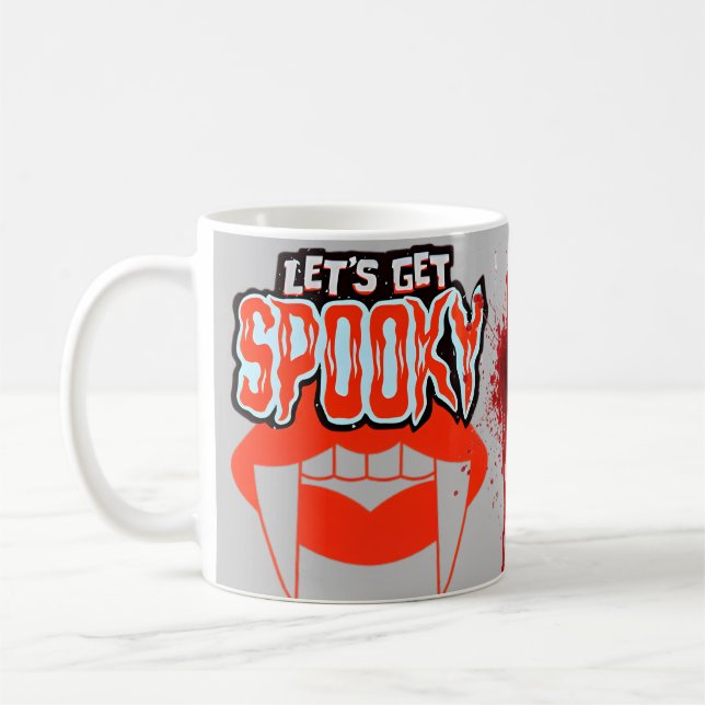 Lasst uns ein kurzes Vampirfangs Halloween-Design  Kaffeetasse (Links)