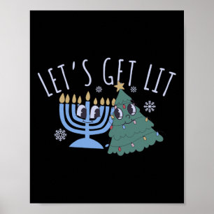 Lasst uns ein Lit Chrismukkah Hanukkah Weihnachtsm Poster