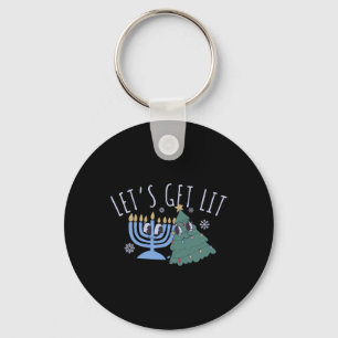 Lasst uns ein Lit Chrismukkah Hanukkah Weihnachtsm Schlüsselanhänger