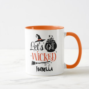 Lasst uns ein modernes Orange und Schwarz Hallowee Tasse
