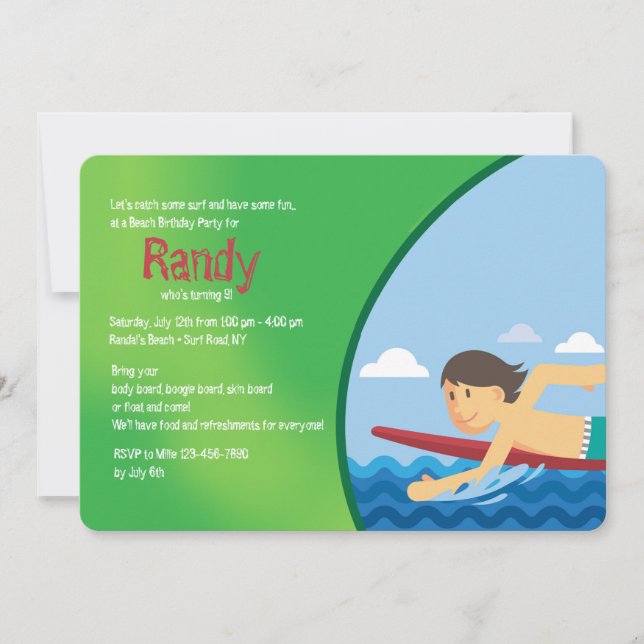 Lasst uns ein paar Einladungen für das Surfen samm (Vorderseite)