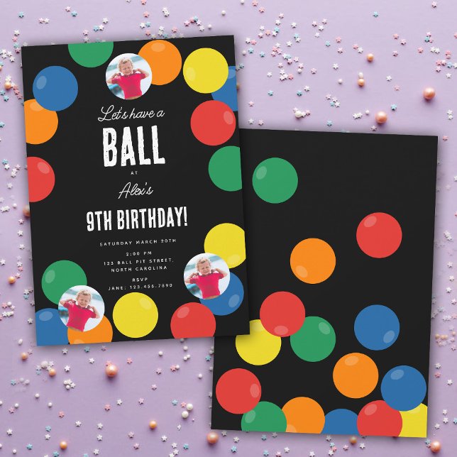 Lasst uns ein Party-Thema für Ball-Kindergeburtsta Einladung (Let's Have a Ball Kids Birthday Party Theme Invitation)