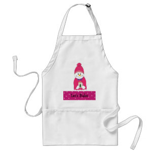 Lasst uns ein Schneemann-Mädchen in Rosa backen Schürze