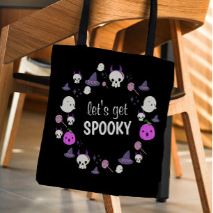 Lasst uns ein Spooky Ghost Modern Monogram Hallowe Tasche