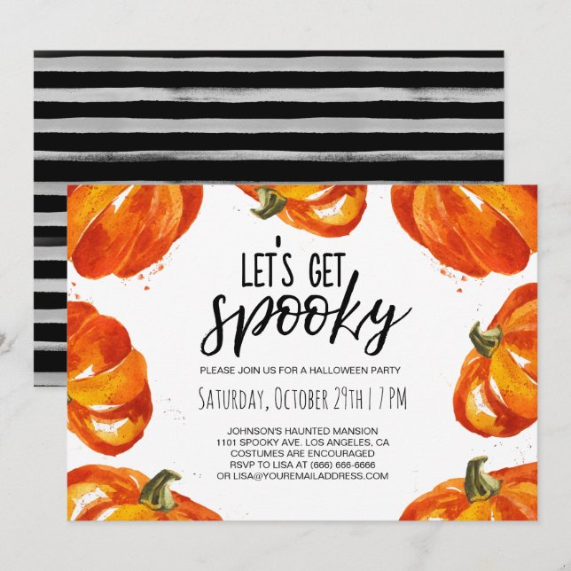 Lasst uns ein Spooky Halloween Pumpkin-Party bekom Einladung (Vorne/Hinten)