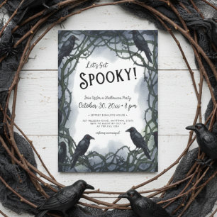 Lasst uns ein Spooky Raven Halloween-Party holen Einladung