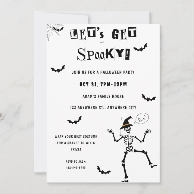Lasst uns ein tolles Halloween-Kostüm-Party einlad Einladung (Vorderseite)