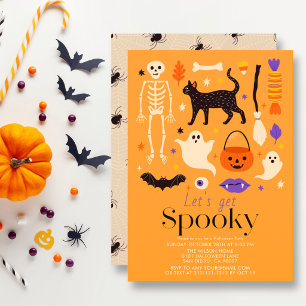 Lasst uns eine gruselige orange Halloween-Party fe Einladung