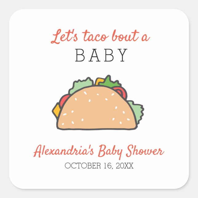 Lasst uns eine Niedliche Fiesta-Babydusche ausstel Quadratischer Aufkleber (Vorderseite)