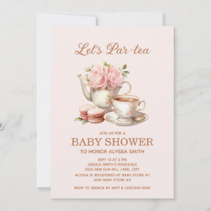 Lasst uns eine Par-Tea-Teeparty Pink Floral Baby G Einladung
