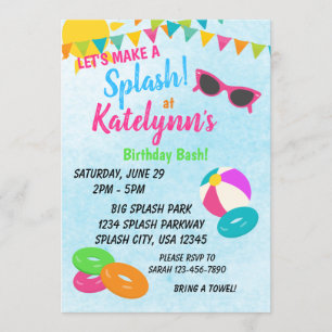 Lasst uns eine Splash-Geburtstagseinladung machen Einladung
