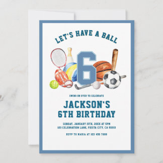 Lasst uns einen Ball-Geburtstag feiern | Jungen-Sp Einladung