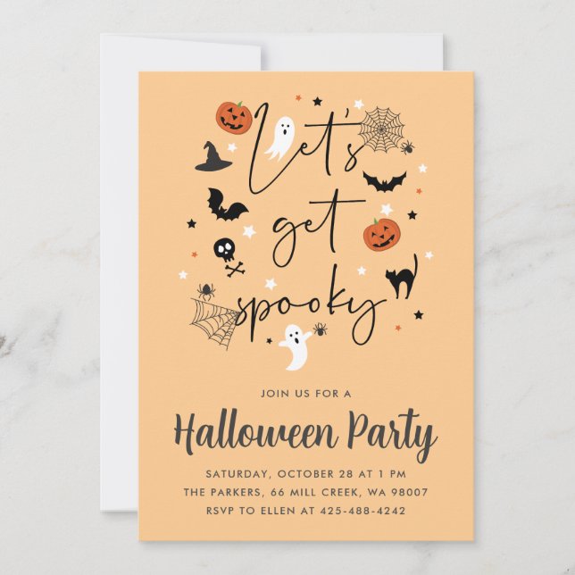 Lasst uns einen leckeren Halloween-Party-Kürbis ho Einladung (Vorderseite)